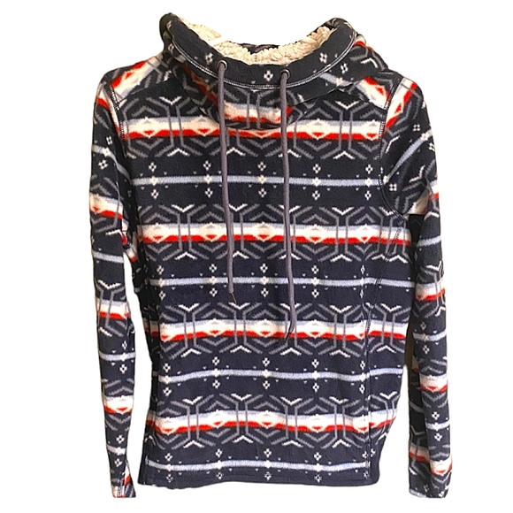 Abercrombie & Fitch Blue Sherpa Fleece Hoodie Size S - Picture 3 of 4